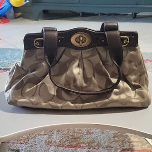 Coach Signature Canvas and Leather Garnet shoulder bag